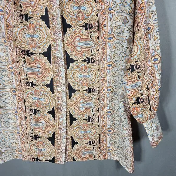 VTG Carole Sue Paisley Tunic Blouse L Multicolor Boho Festival Long Shirt Top - Picture 5 of 10